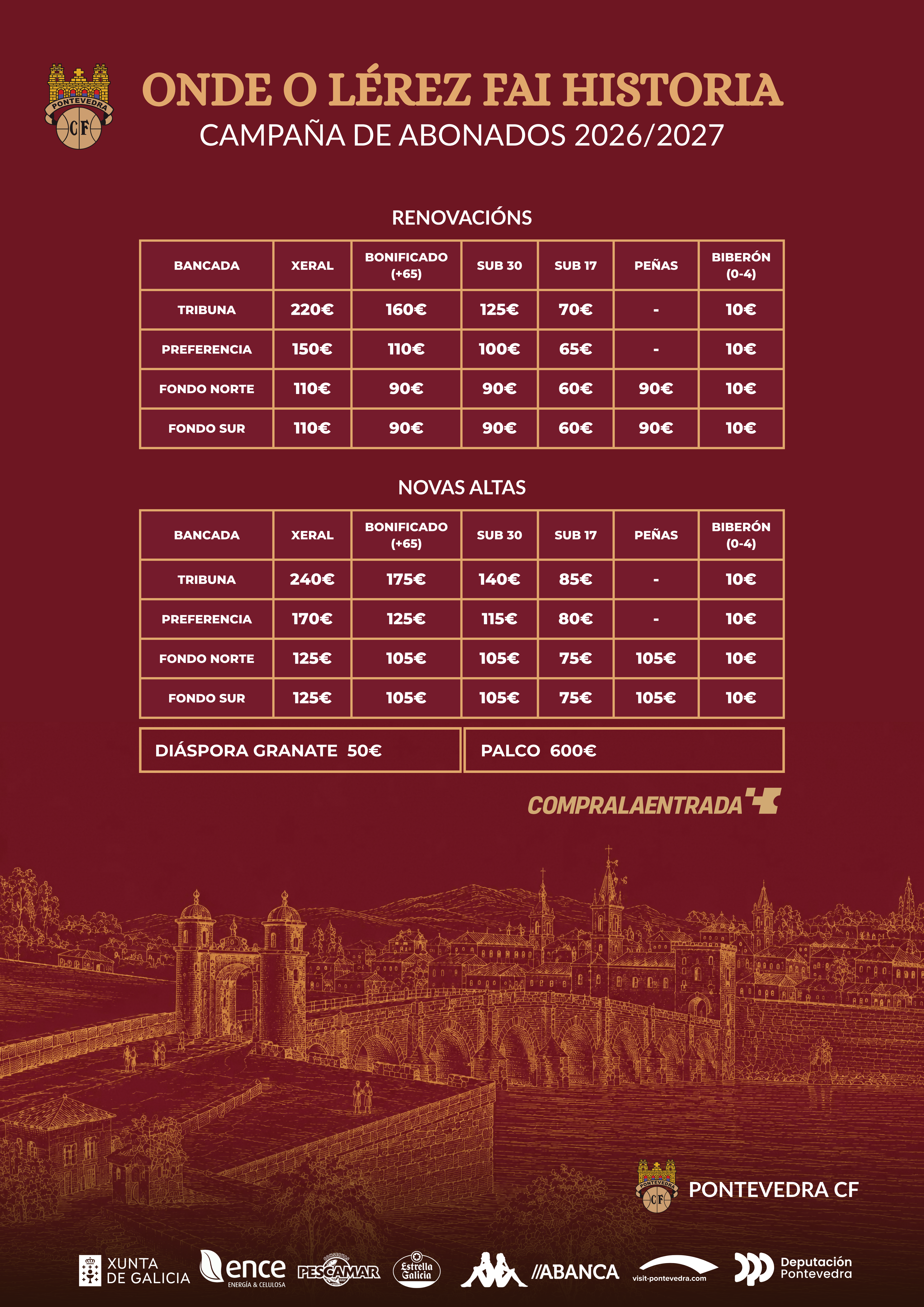 Campaña de abonos Pontevedra CF 2026/2027