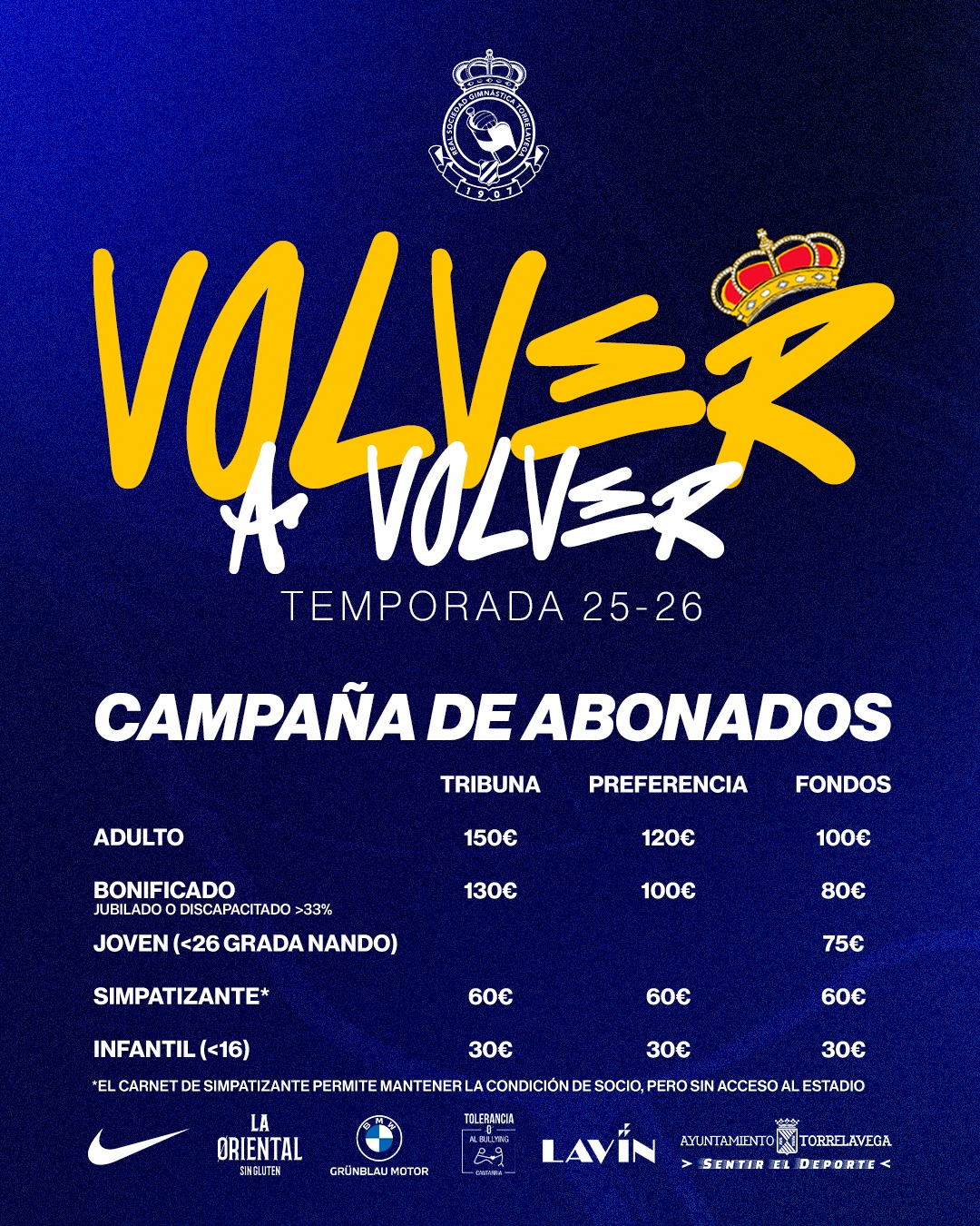 Campaña de abonos Real Sociedad Gimnástica de Torrelavega 2025/2026